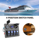 4 Gang Rocker Switch Panel Outlet Combination Switch (Blue Digital Display)