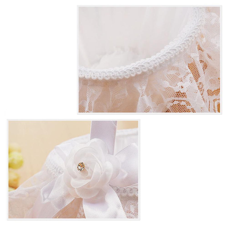 Flower Girls Basket Lace Bowknot Wedding Decoration Storage Container Supplies