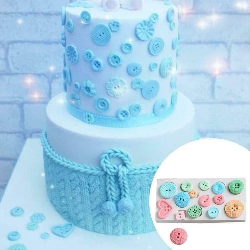 DIY Buttons Silicone Mold Cake Fondant Decor Jelly Chocolate Tool Baking B9H6