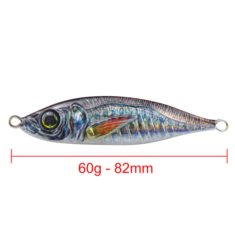 82mm 60g Metal Simulation Fishing Lures Jig Hooks Artificial Hard Bait (B) Newly