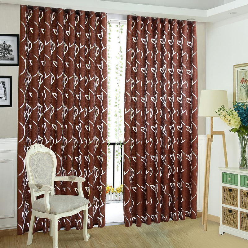 2pcs 2m Semi Blackout Curtain Vine Leaf Partition Window Decor(Wine Red)