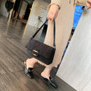 Corduroy Retro Women Shoulder Bag Pure Color Totes Elegant Travel Handbag Purse