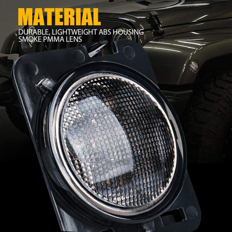 Front Fender LED Side Marker Lights Clear Lens for 07-18 Jeep Wrangler JK Sport