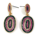 European Women Rhinestone Geometric Oval Dangle Stud Earrings Jewelry Gift