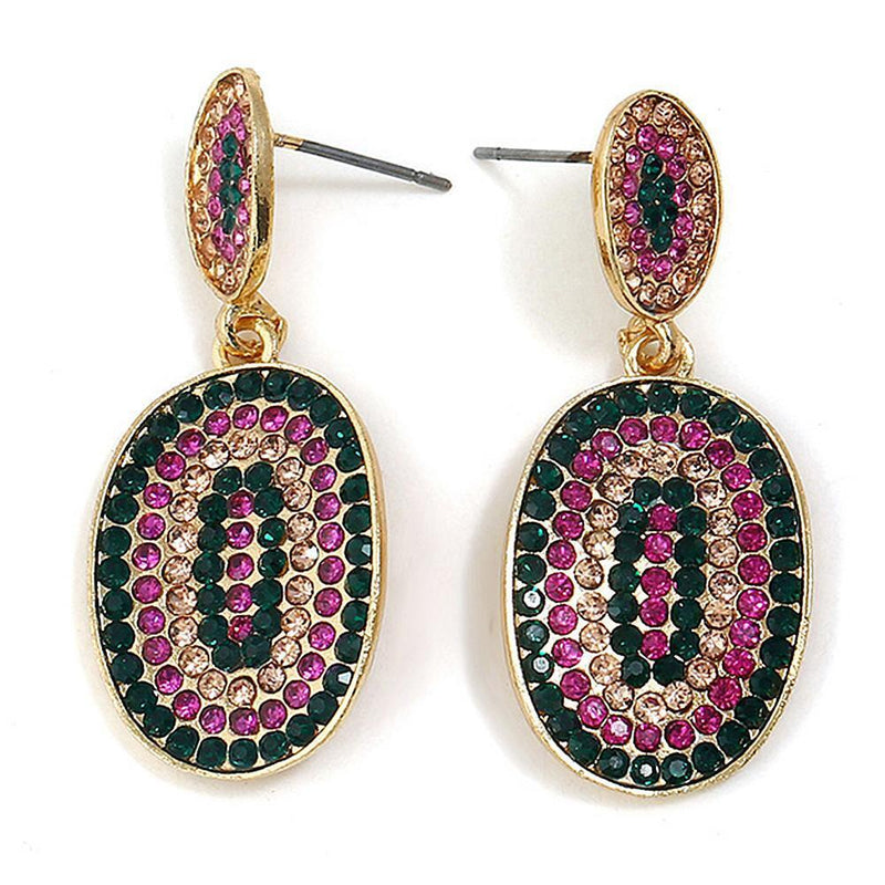 European Women Rhinestone Geometric Oval Dangle Stud Earrings Jewelry Gift