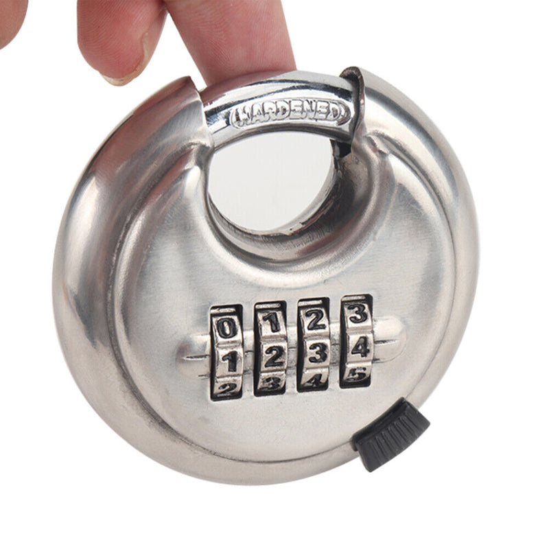 4 Digit Combination Discus Lock Keyless Stainless Steel Disc Padlock 70mm Newly