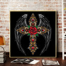 Full Embroidery DIY Canvas Stamped 11CT Cross Stitch Black Wings Kit Ornaments