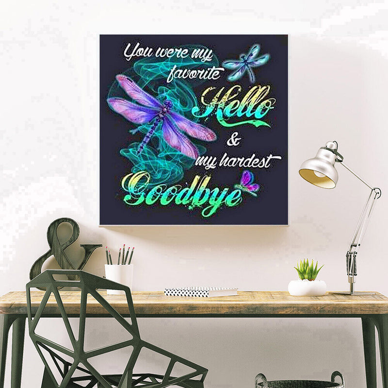 5D DIY Diamond Dragonfly Full Round Drill Mosaic Wall Art Picture of Rhinestone