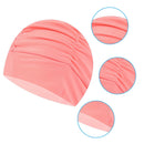 #A Pleated SPA Swimming Caps Adults Women Men Long Hair Summer Pool Hat Large Si