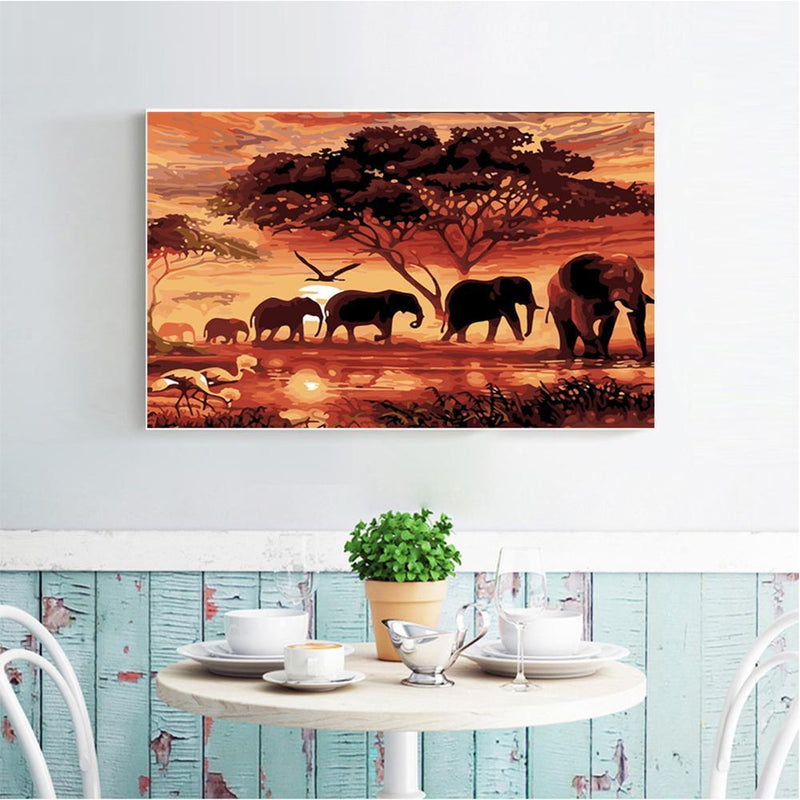 DIY-5D Diamond Painting Animal Worlds Cross Stitch Kits Embroidery Round Diamonds W