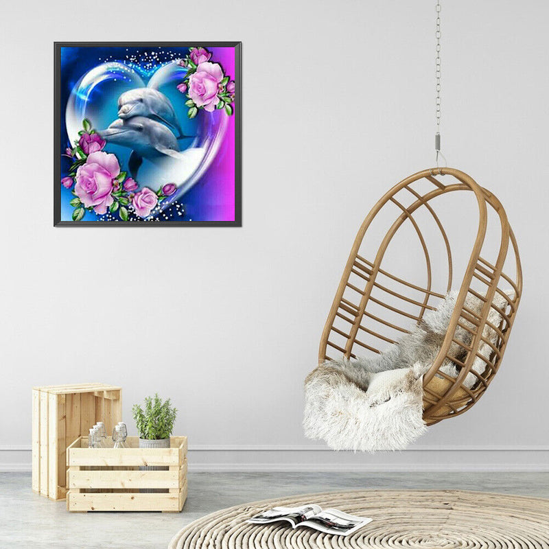 Dolphin Full Round Drill Diamond Painting Drawing Rose Mosaic Home Decor Kit