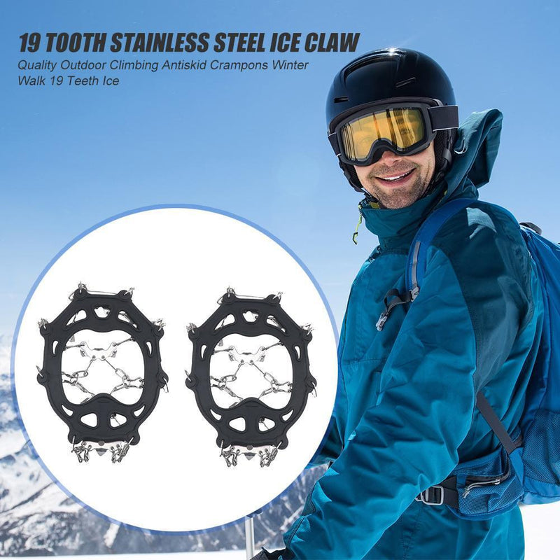 19 Teeth Crampons Anti Slip Outdoor Climbing Walk Traction Cleats Ice Snow Gr