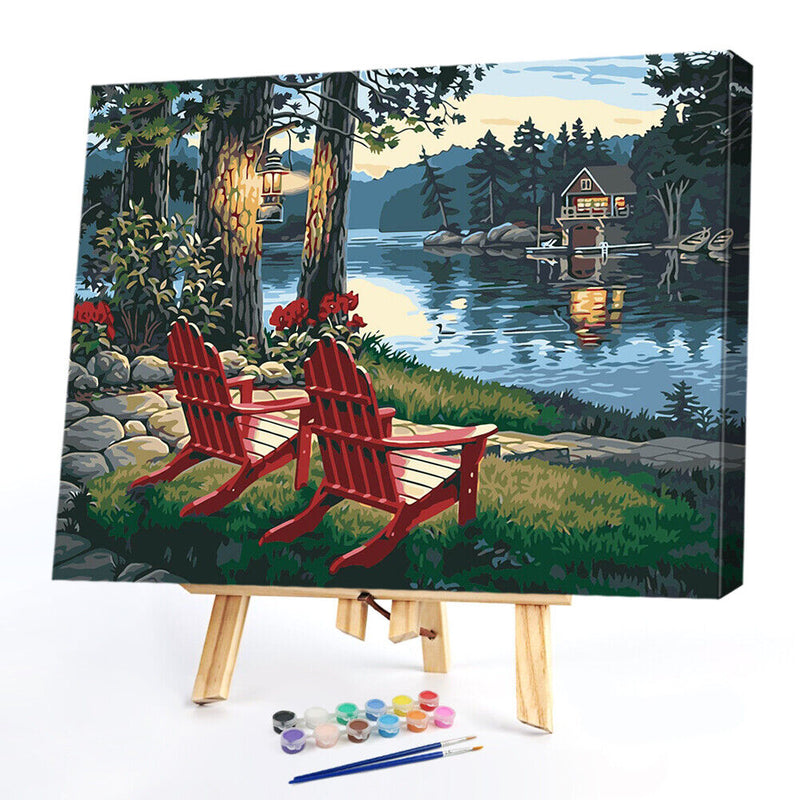Riverside Night Oil Paint By Numbers Kit DIY Home Decoration Gift Wall Pictures