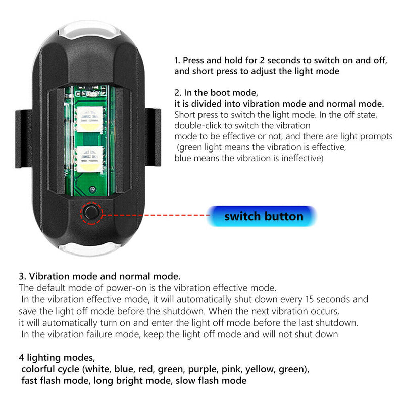 Magnetic Vibration Sensing Light Retrofit Signal for Drone Motorcycle (1pc)