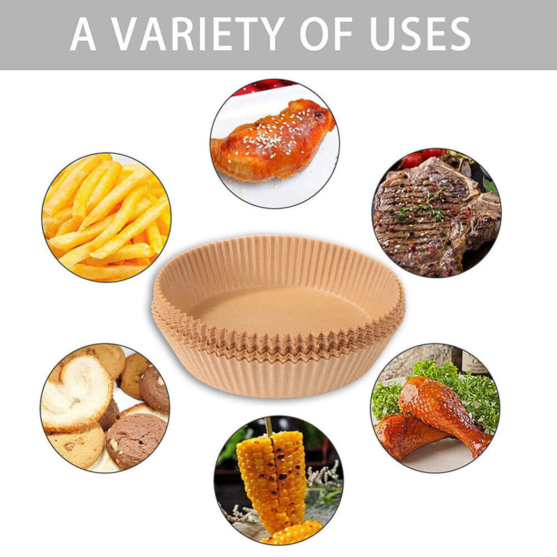 Air Fryer Steamer Liners Kitchen Round Wood Pulp Baking Air Fryer Paper Pad Mats