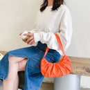 Small Shoulder Bags for Women Solid Color Pleated Cloud Underarm Handbag Totes