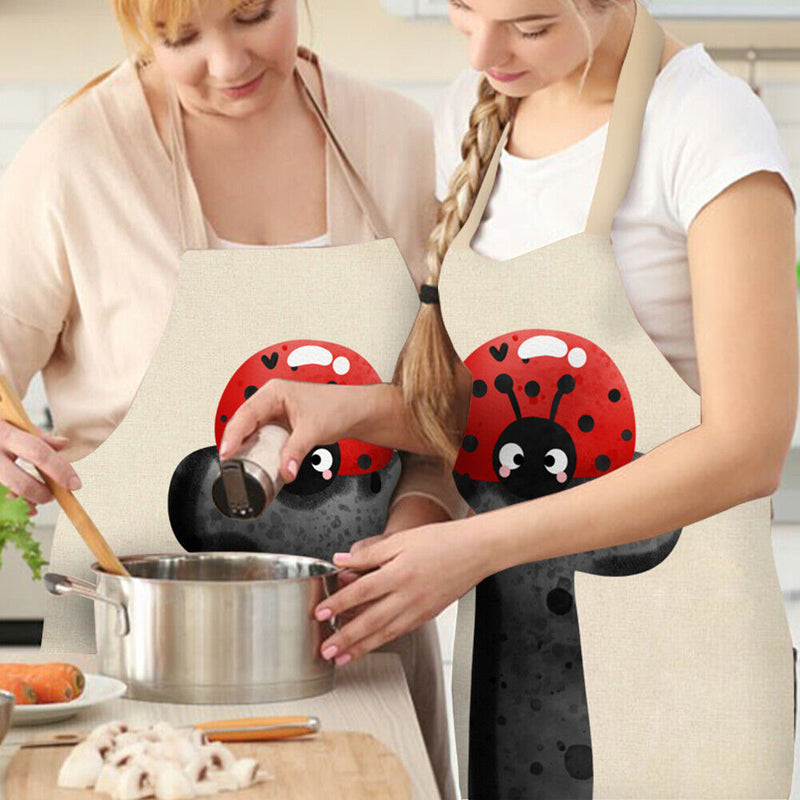 Ladybug T Linen Kitchen Apron Household Waterproof Pinafore Bibs (82x68cm)