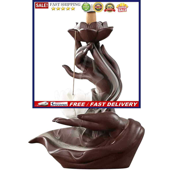 Buddha Lotus Backflow Incense Holder Lotus Flower Stick Incense Holder for Home