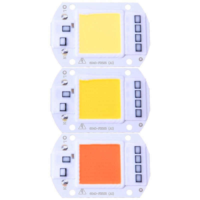 10pcs 50W LEDs Floodlights COB Chip 220V Input Integrated IC (Warm White)