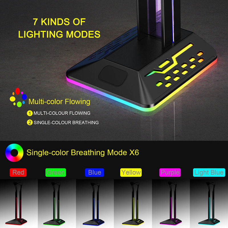 Gamer Headset Display Stand 6 Monochrome Modes Desktop Laptop Gaming Accessory