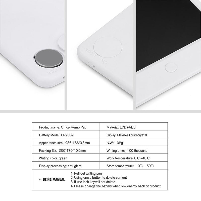 10in LCD Electronic Writing Tablet Digital Drawing Handwriting Pad (White)
