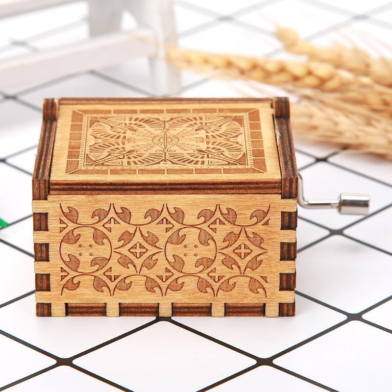 Wooden Hand Cranked Music Box Decoration for Music Lover Birthday Party Ornament