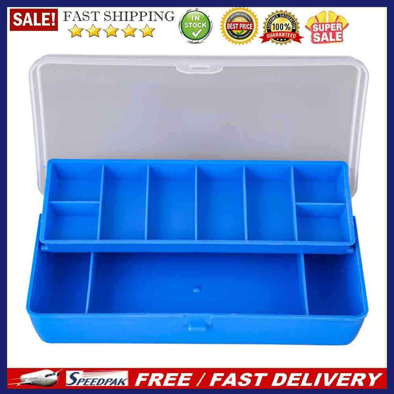 Double Layer Fishing Tackle Box 11 Compartments Bait Lure Hook Storage Cont