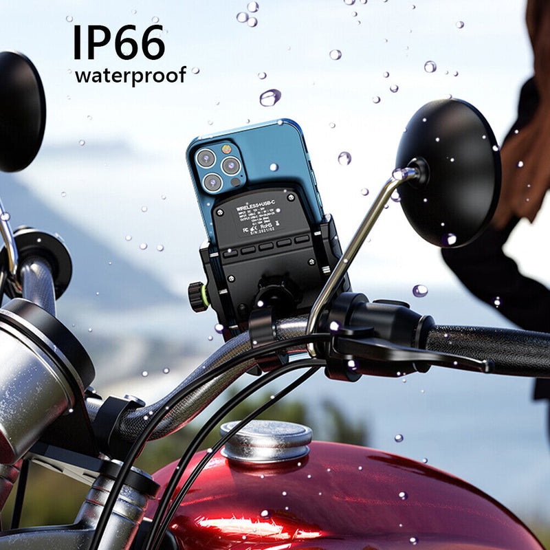 Wireless PD Fast Charging Phone Holder Motorcycle Adjustable Charger Stand Newly