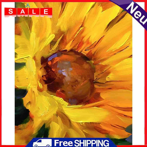 Oil Paint By Numbers Sunflower Frameless Picture Craft Kit for Living Room Home