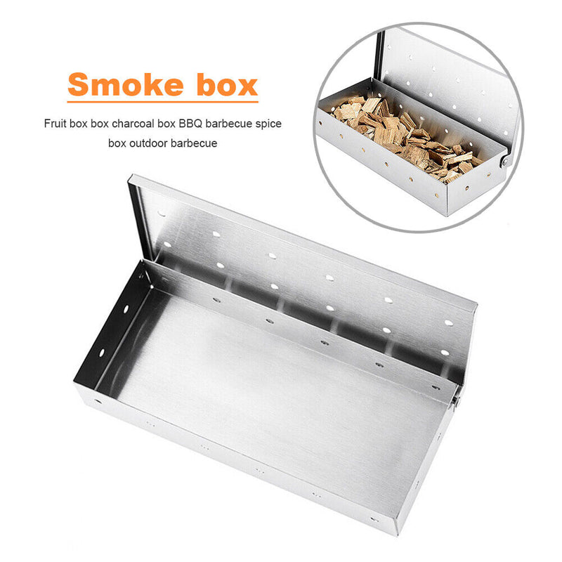 Washable Stainless Steel Smoke Box BBQ Outdoor Barbecue Picnic Wood Chip Smoker