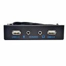 3.5 inch 9Pin to 4 Port HUB Floppy Bay 2 USB 2.0 HD Audio 3.5mm Front Panel Rack