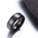 Engagement Stainless Steel Punk Wedding Band Carbon Fiber Ring Men Ring Black
