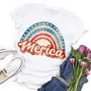 Independence Day Print Rainbow Tea T-Shirt (White S)