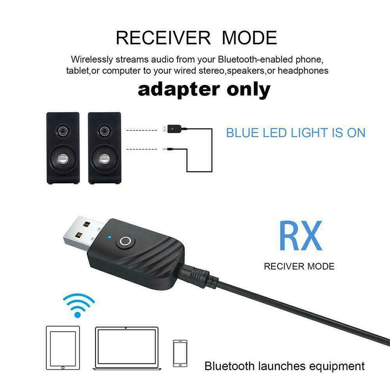 Wireless Bluetooth Audio Transmitter Receiver Stereo Adapter PC 1 3 USB In L5L2