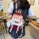 Preppy Style Women Cartoon Contrast Color Knapsack Girls Cute Large Handbags