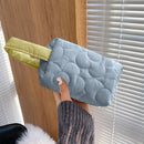 Women Hit Color Cotton Soft Tote Bag Winter Female Luxury Mini Travel Clutch Bag