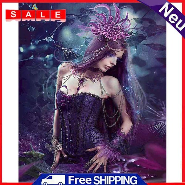 Purple Flower Girl Oil Paint By Numbers Kit DIY Acrylic Painting on Canvas Arts