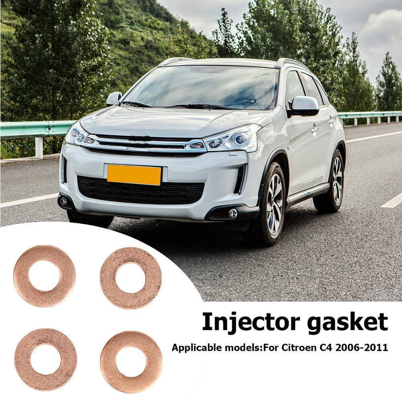 4pcs Injector Copper Washer Spacer Seal 1.6HDI O-Ring for Peugeot OE198173