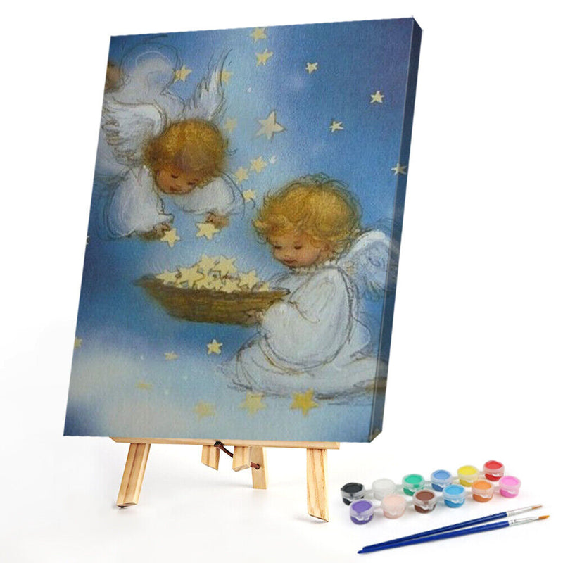 Angel Babies Playing Paint By Numbers DIY Canvas Set Oil Paint Drawing No Frame