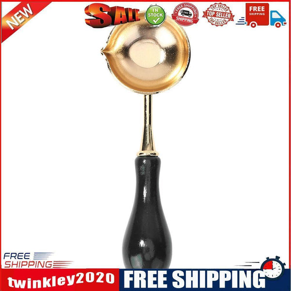 Wood Handle Sealing Wax Spoon Wax Bead Tablet Melting Spoons Craft (Black)