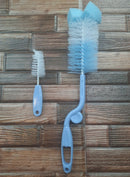 Blue Baby Bottle Brush 2pc Swiveling Action Nipple Cleaning Dishwasher Safe