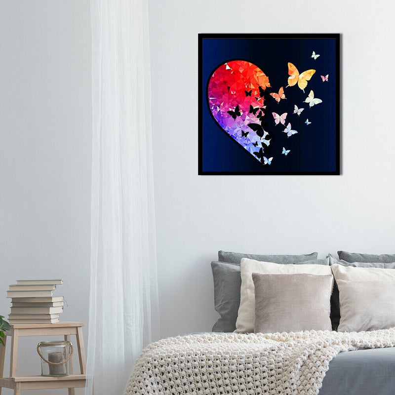 DIY Oil Paint by Numbers Heart Butterfly Acrylic Drawing Kit Coloring Picture