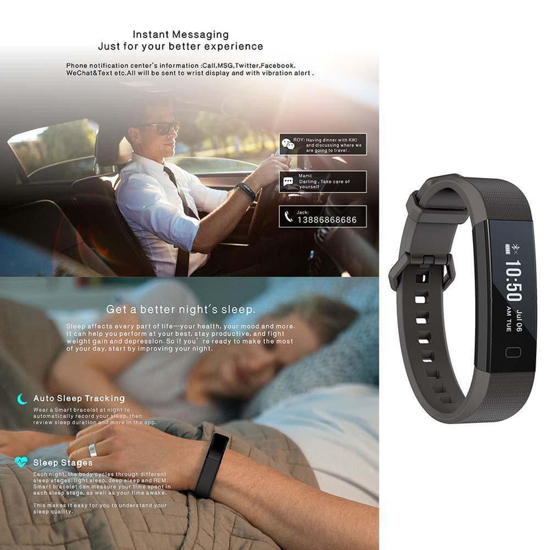 Y11 Smart Bracelet 0.87 Inch Android Waterproof Heart Rate Smartband (Black