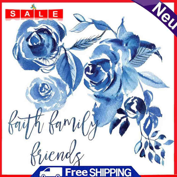 Blue Ink Flower Oil Paint By Numbers DIY Acrylic Painting on Canvas No Frame Kit
