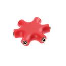3.5mm Jack 6 Way Multi Port Hub Aux Headphone Audio Cable Adapter (Red)