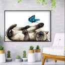Diamond Kit Painting Round DIY Rhinestone Picture Full Drill Cat Butterfly 5D