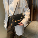 Women Sequins Solid Color Envelope Bag Lady Square Clutch Purse (Black)