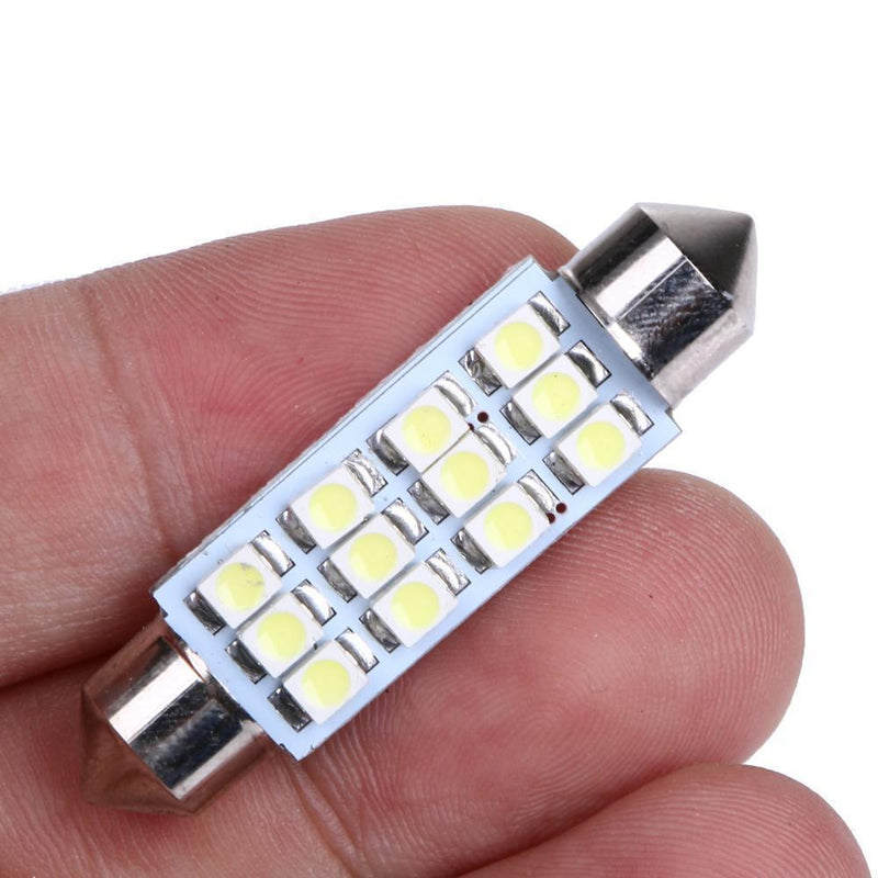 10pcs/Lot 41mm White 3528 12 SMD LED Car Interior Ceiling Lamp Ceiling Leuc