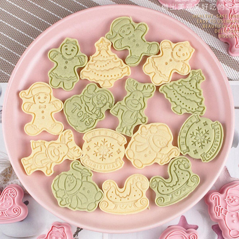 8Pcs Christmas Cookie Cutters Biscuit Mold DIY Cake Baking Tool Xmas Decoration: