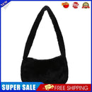 Retro Shoulder Handbags Women Solid Color Plush Underarm Bag Purse (Black)